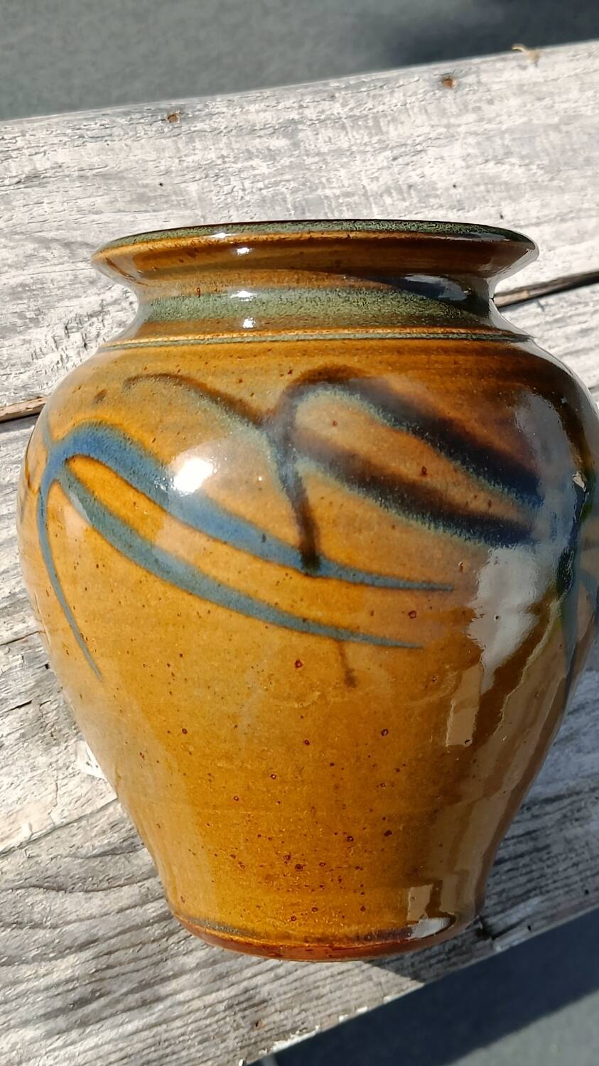Flamed enamelled stoneware vase