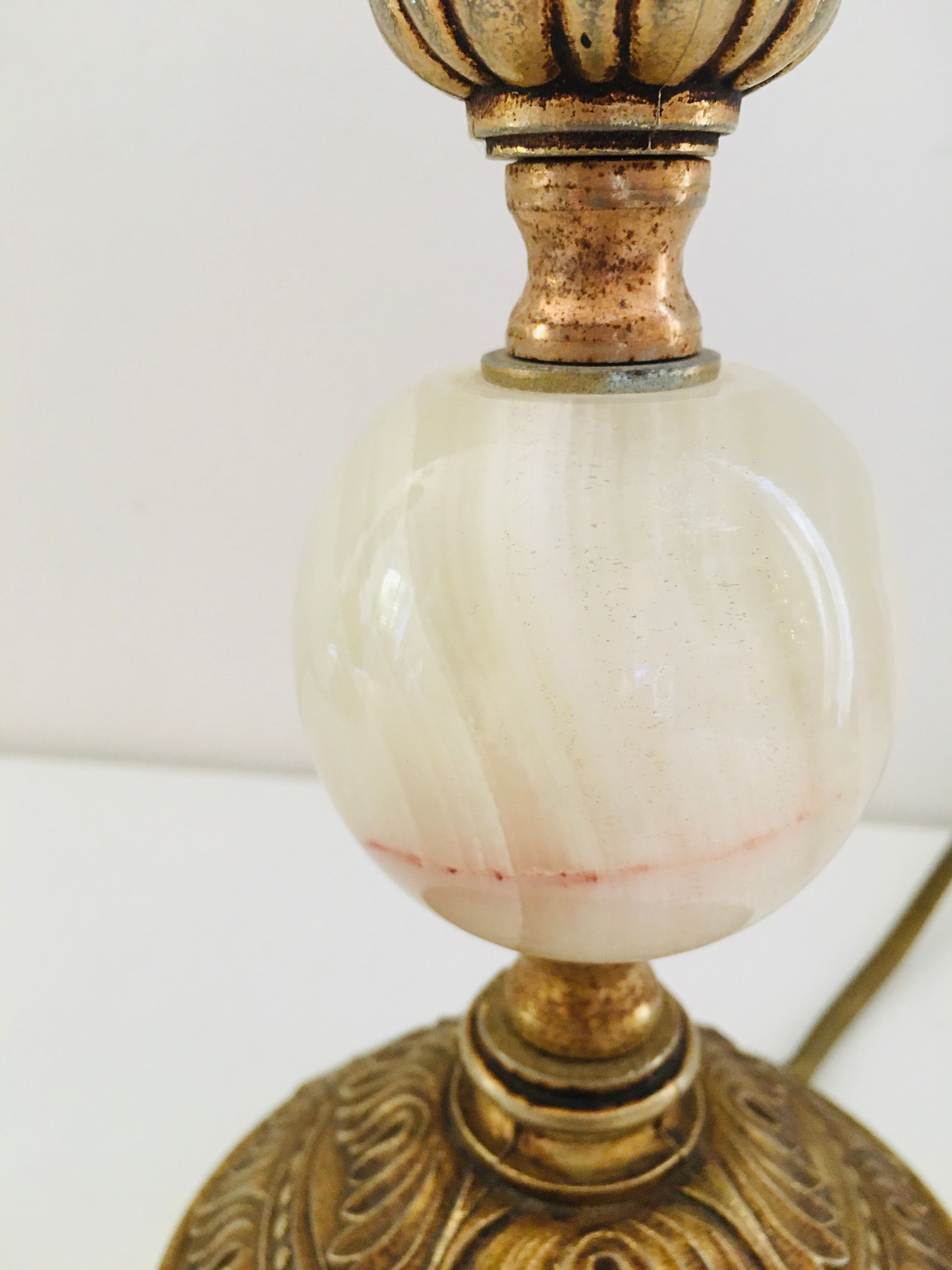 Set of 2 feet of marble brass lamp