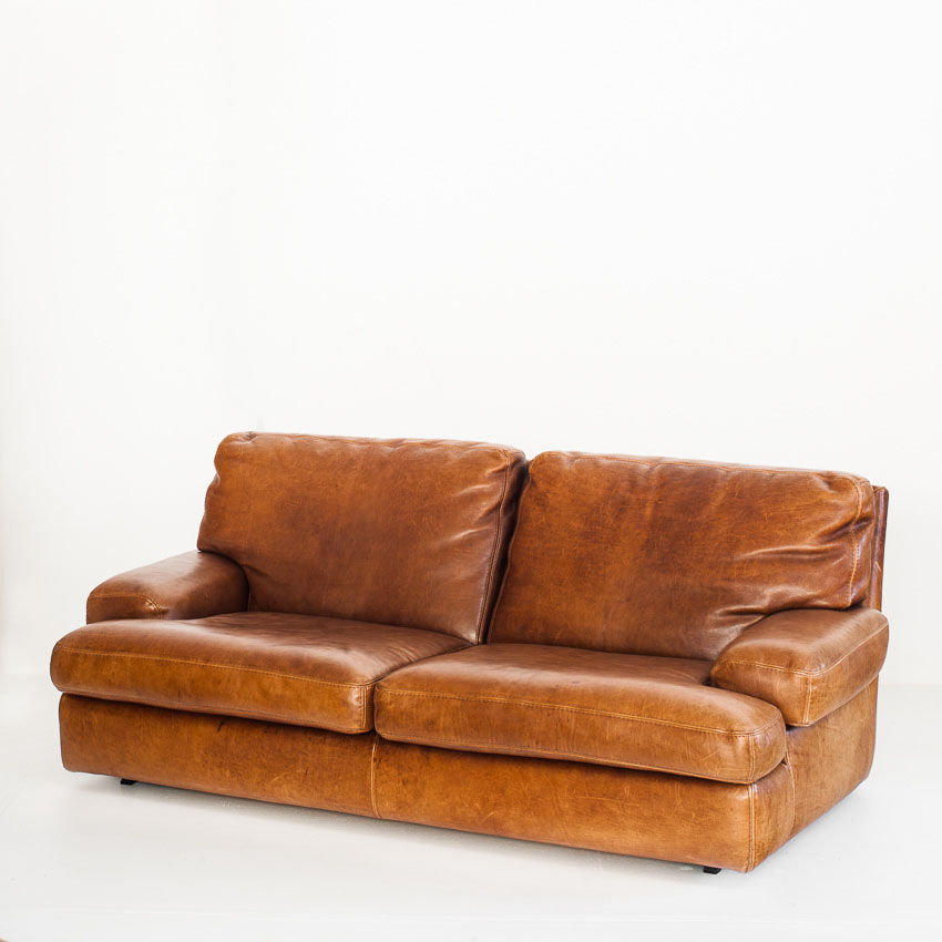 Vintage leather sofa - Convertible into a bed - France, 1990s