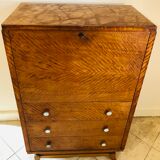 Storage unit art deco style in burled satinwood