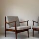 Two Vintage Danish Teak Wooden Armchairs