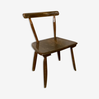 Brutalist primitive style wooden chair