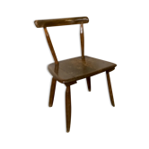 Brutalist primitive style wooden chair