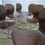 6 Pagholz chairs 70/80