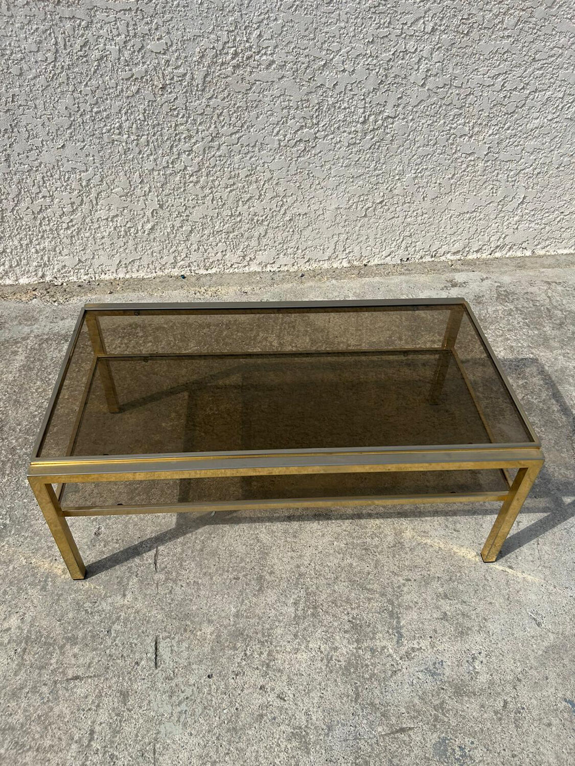 Iron coffee table with glass top