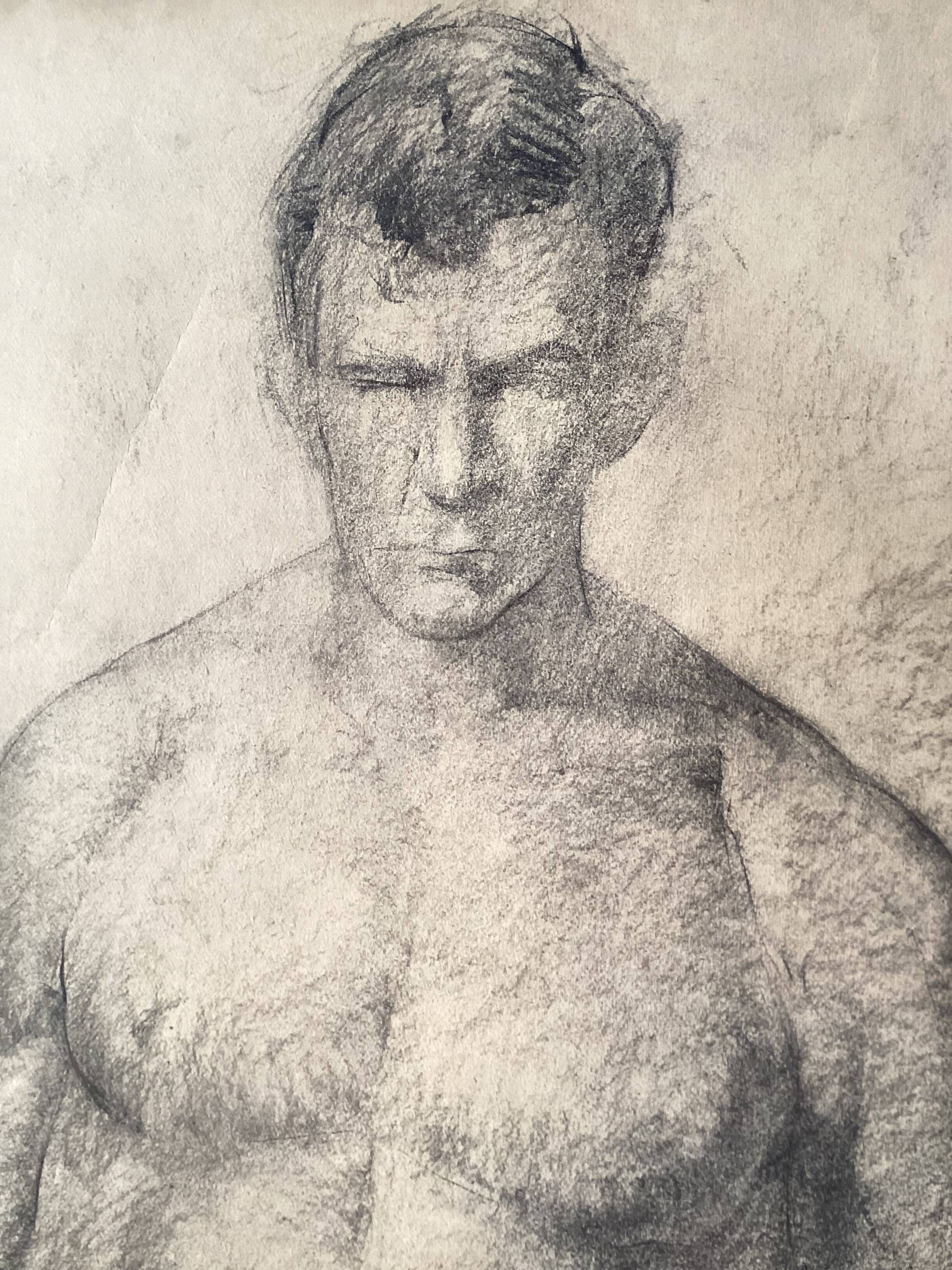 Large drawing of a man signed around 1943 pencil on paper dimensions: height -120cm-