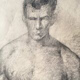 Large drawing of a man signed around 1943 pencil on paper dimensions: height -120cm-