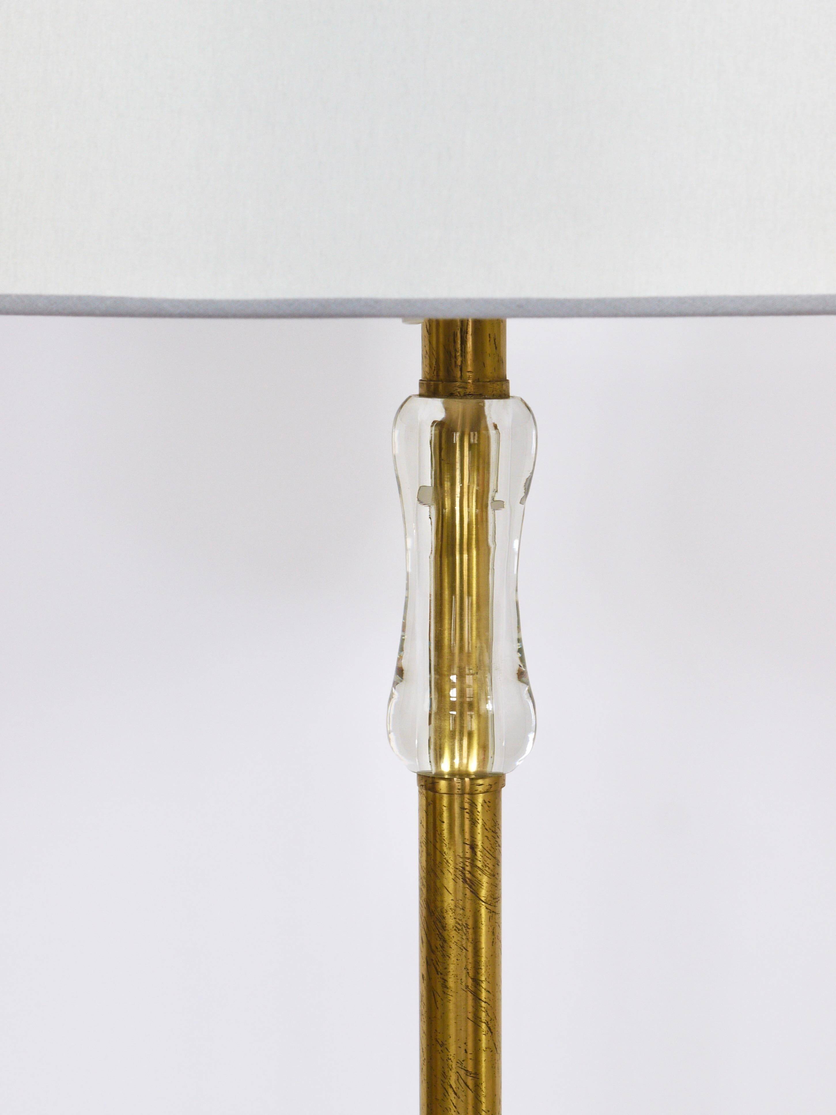 Bakalowits floor lamp from Vienna in solid brass with a glass handle, Austria, 1950s.