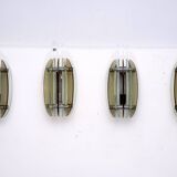 Set of Four Labeled Thick Glass Sconces by Veca, Italy, 1960s