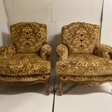Paire de fauteuils bergère Louis XV