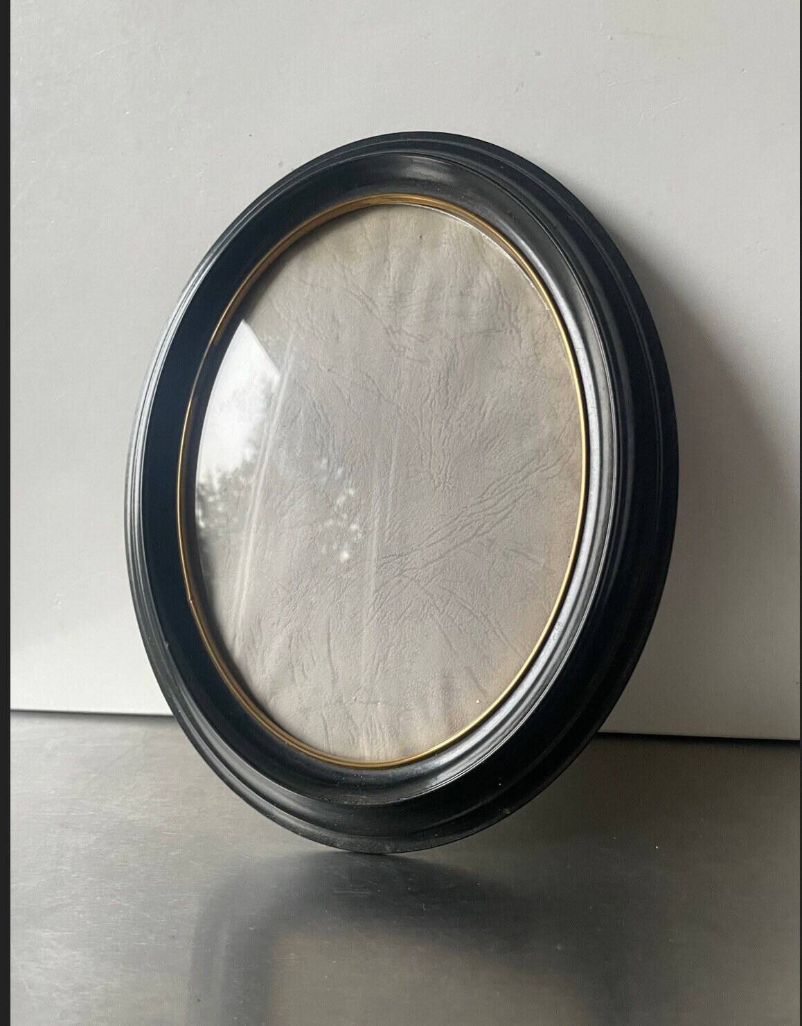 Large Vintage Oval  Bakelite Black Frame with Convex glass 23.5 cm x 18.5 cm