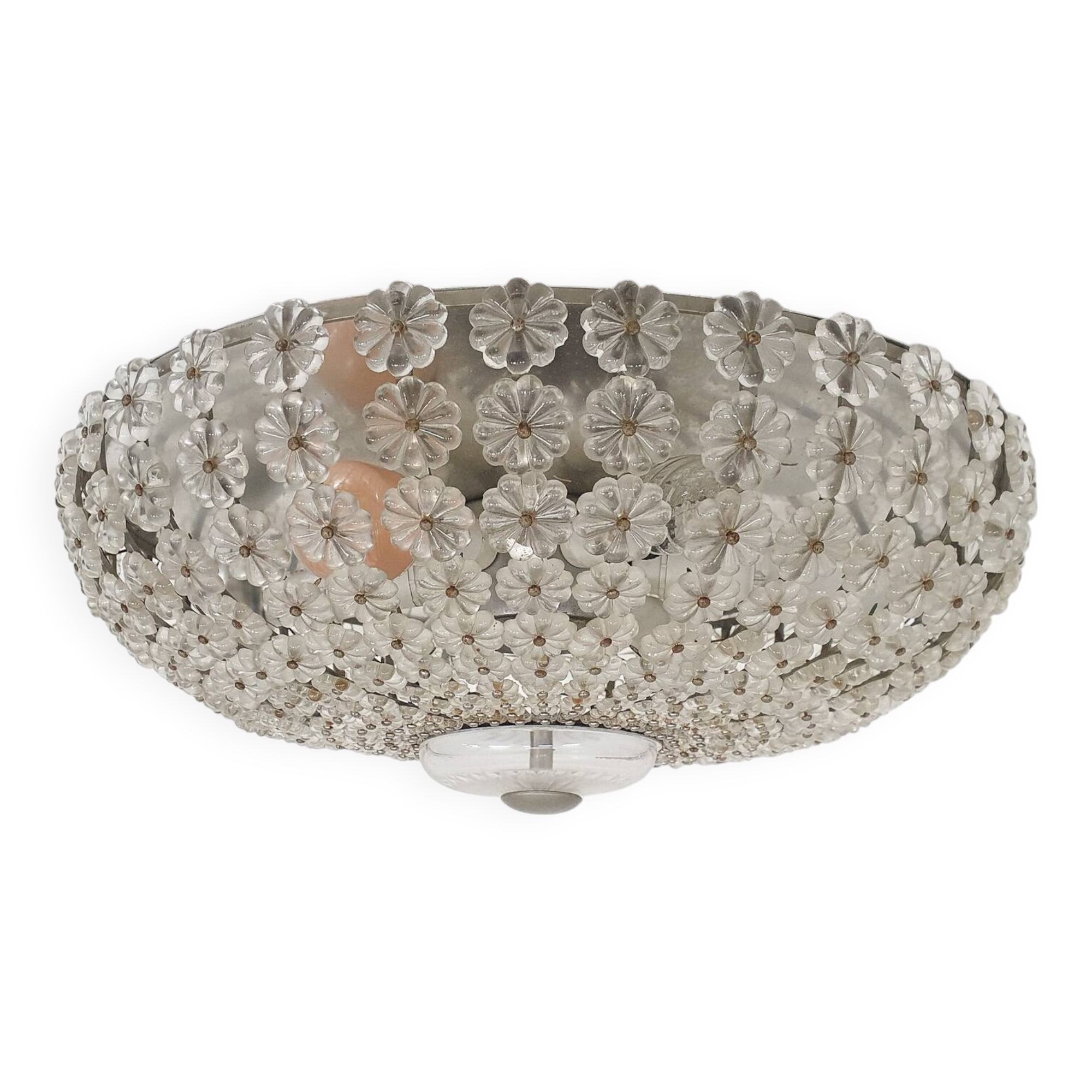 Mid-century ceiling light with glass flowers, France, 1960's