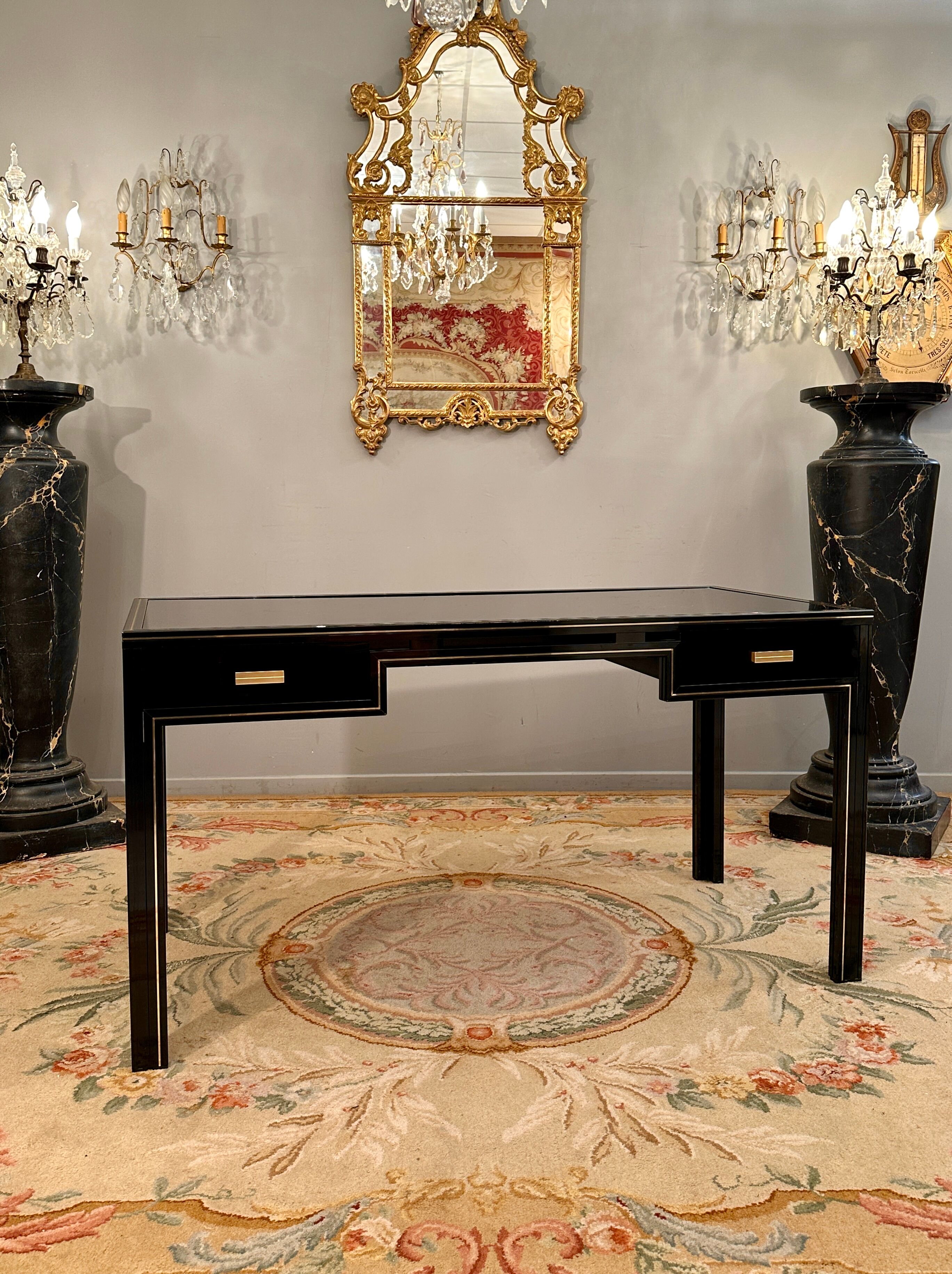 Black lacquered office by Pierre vandel Paris circa 1970