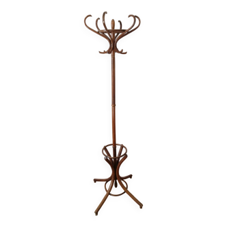 Porte-manteaux perroquet en bois tourné