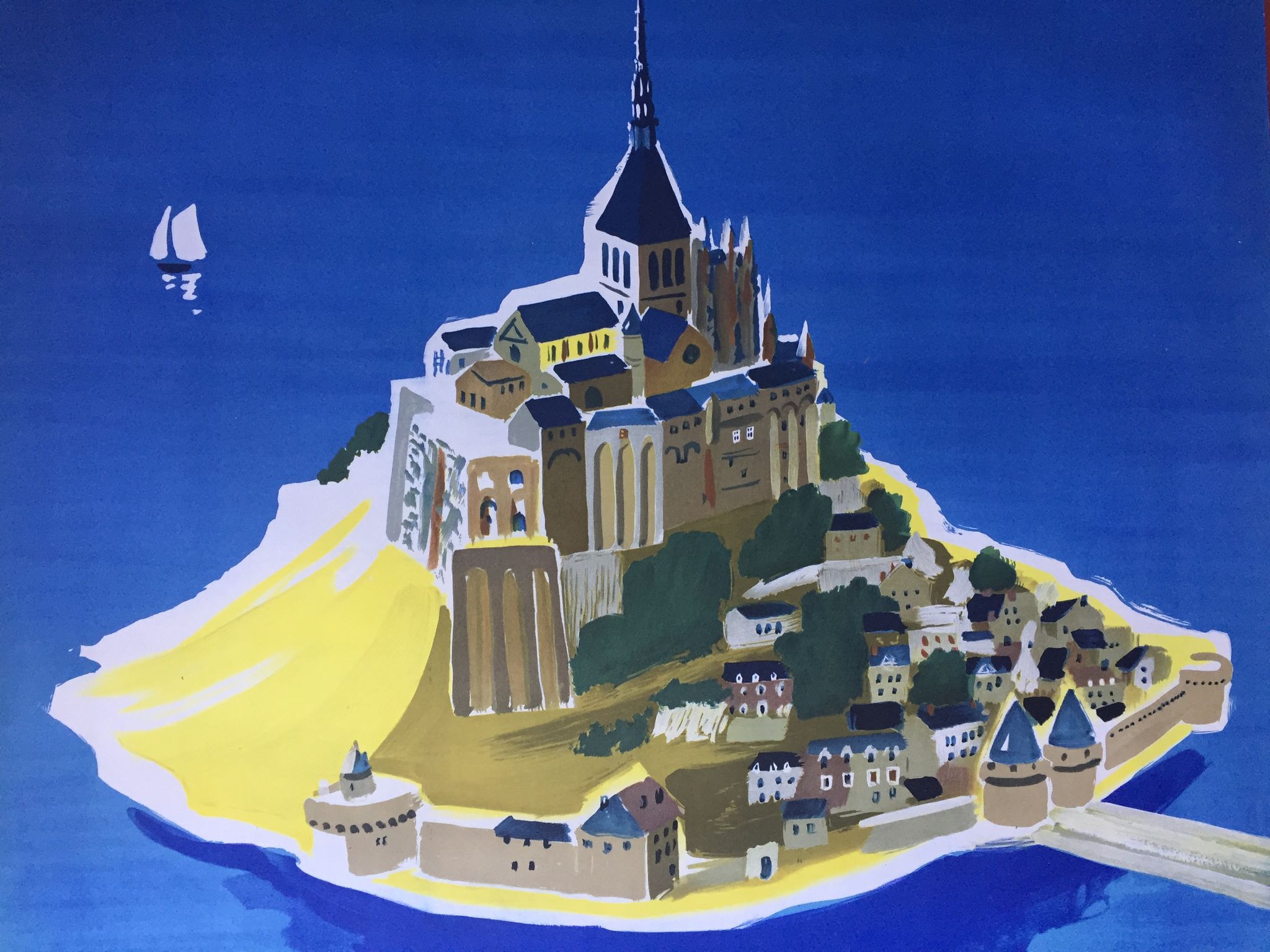 Original tourist poster "Visit Mont Saint-Michel" Villemot 62x100cm 1968