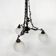 Lustre gothique vintage en laiton et verre, 1970s