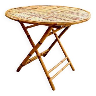 Table rotin bambou vintage