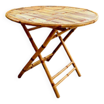 Table rotin bambou vintage
