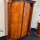 Biedermeier Armoire, Walnut Veneer, Full Columns, Austria/Vienna around 1825