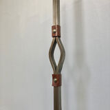 Hammered wrought iron and leather floor lamp by Jean Pierre Rickaert, 1950s