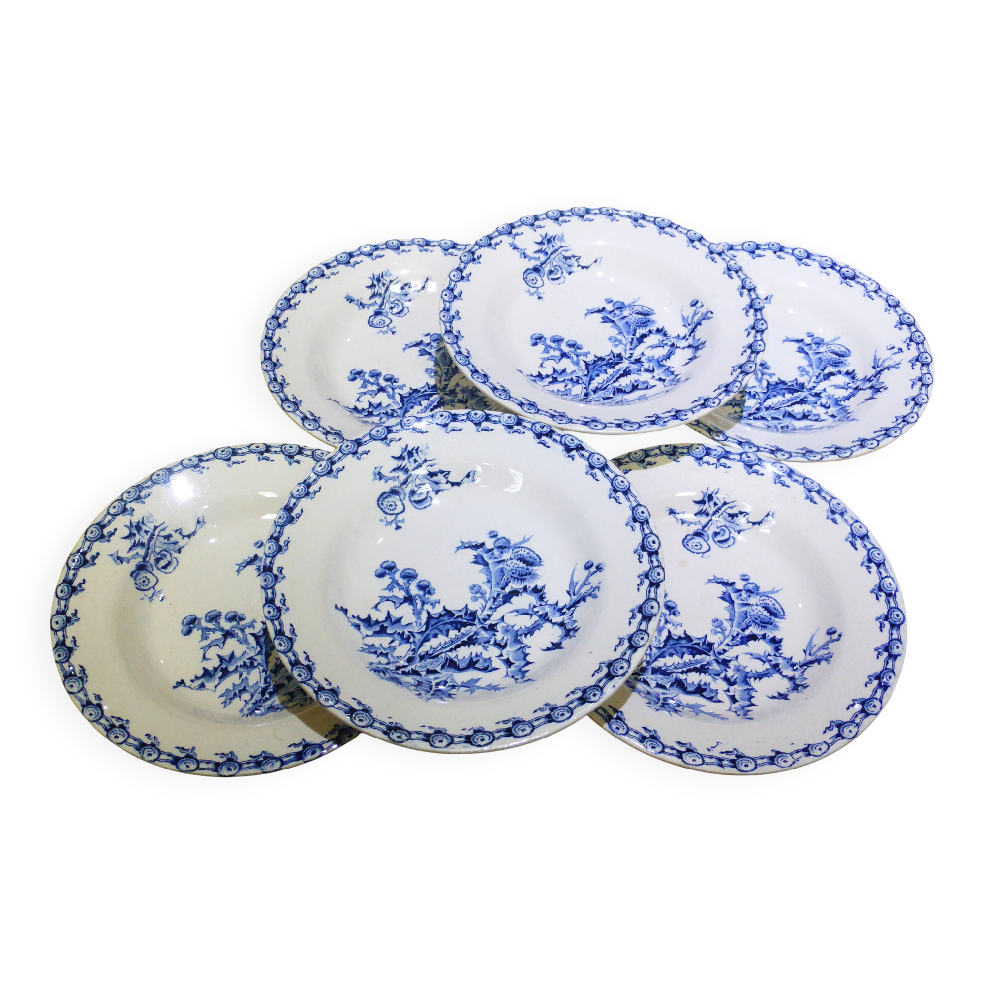 6 assiettes creuses Gien Chardons 260320