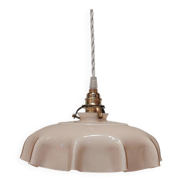 Suspension antique lampshade in pink opaline