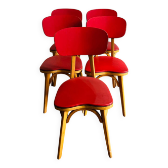 Suite de 5 chaises pieds compas