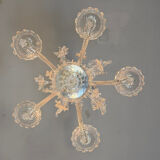 Venetian lustre in colourless Murano glass, circa 1950.