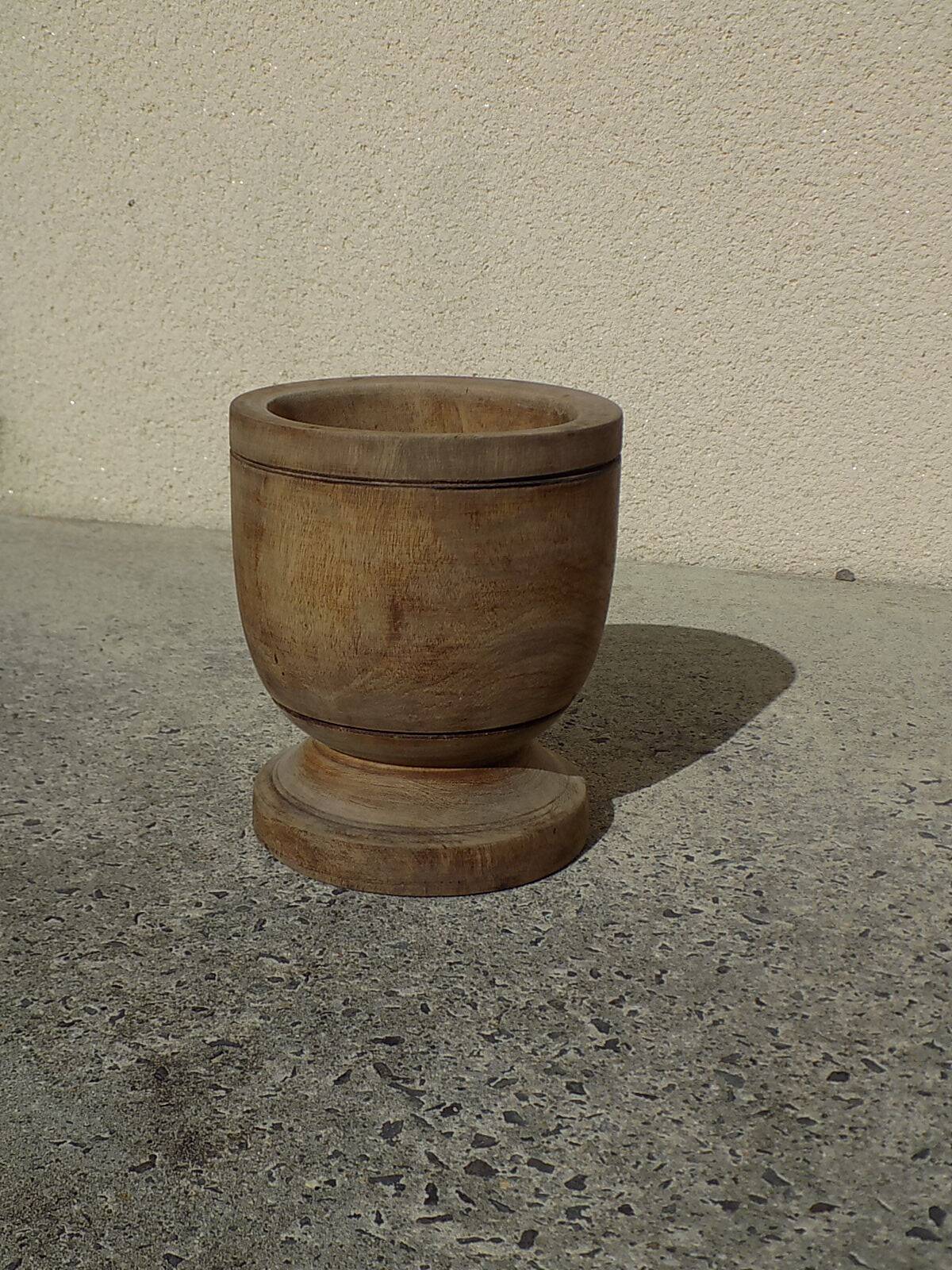 Turned solid wood plant pot