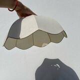 Paire de suspensions fleurs en tissu beige