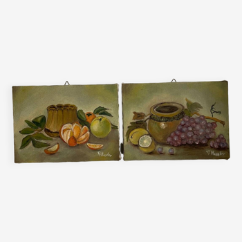 Set of 2 small still lifes