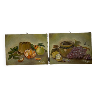 Set of 2 small still lifes