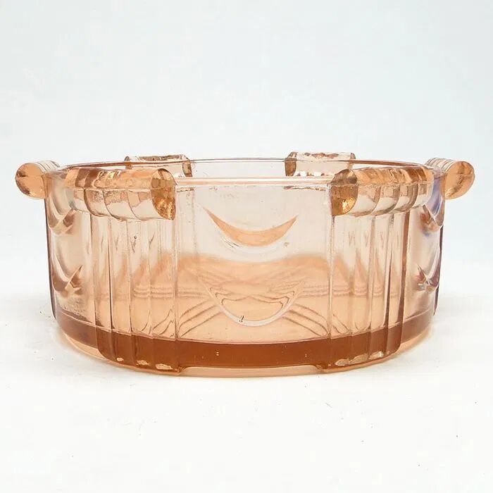 E1e art deco huta stoelzle pink bowl