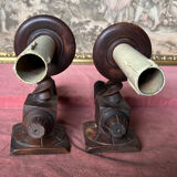 Pair of wood sconces turned 50s