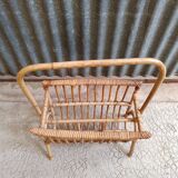 Vintage rattan wicker magazine rack
