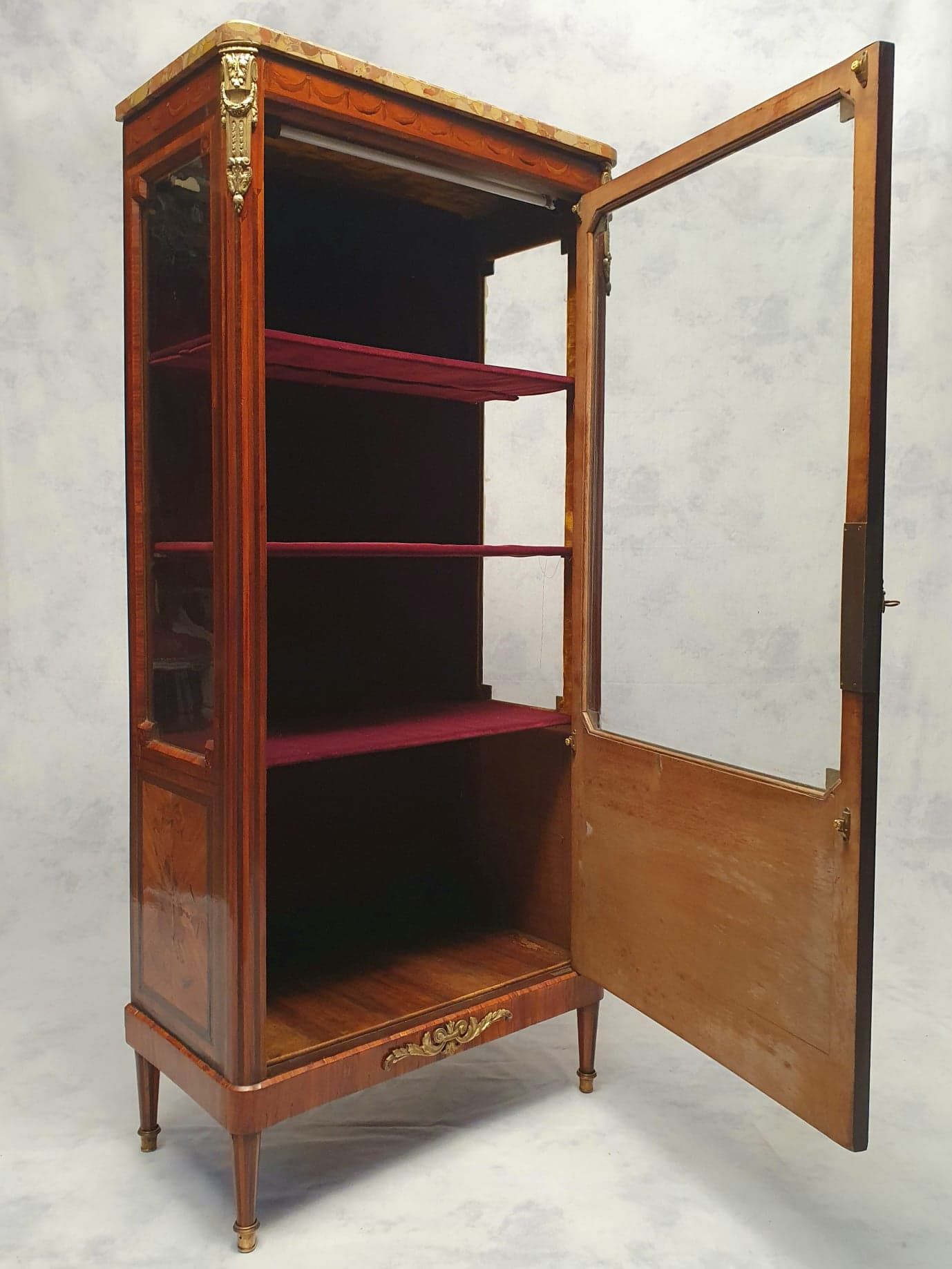 Louis XVI style showcase in marquetry - rosewood - rosewood - 19th