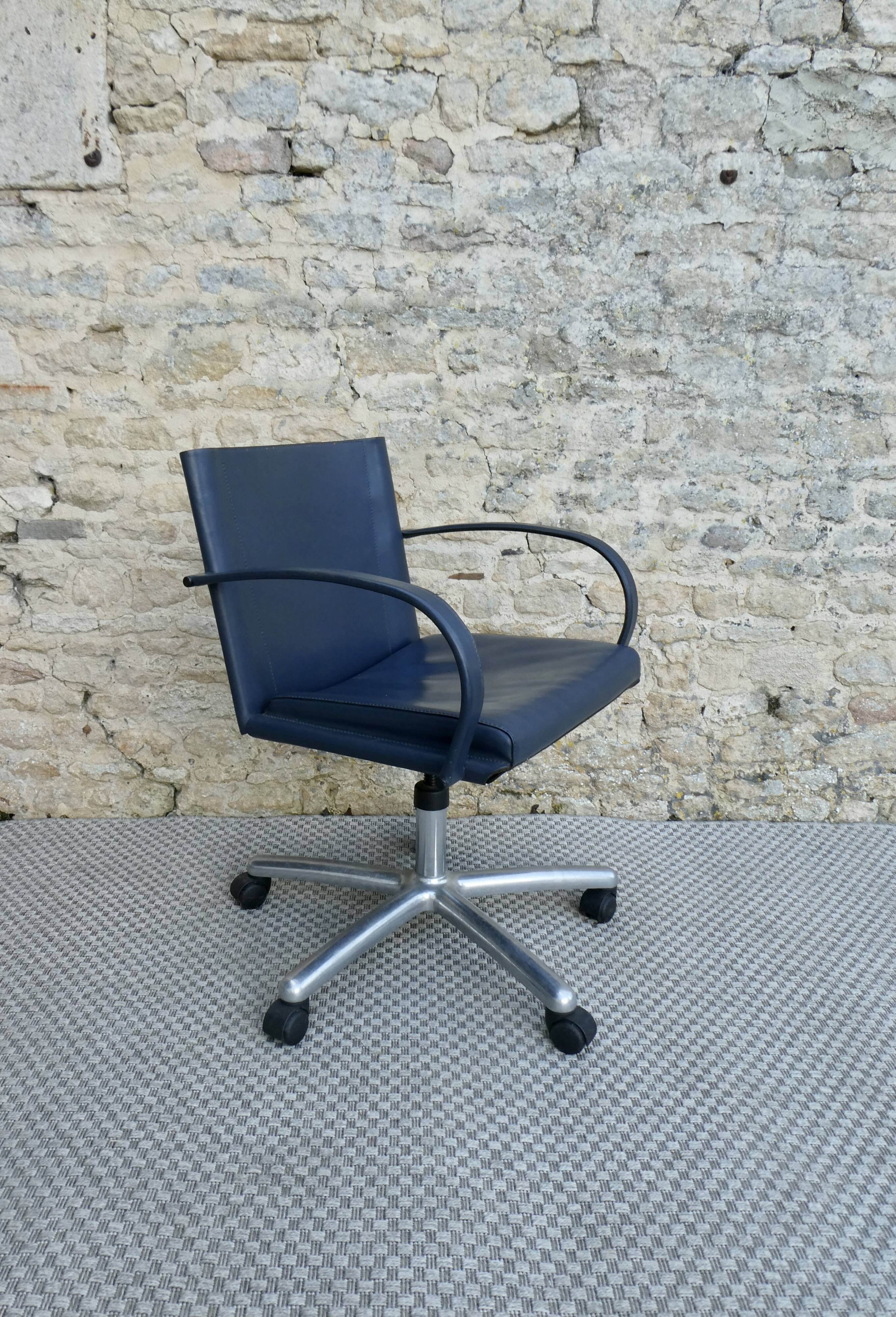 Office chair by Carlo Bartoli for Matteo Grassi in leather.