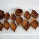 Large lotus flower vintage wooden aperitif service