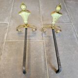 Gilded bronze andirons
