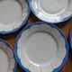 7 Vintage plates with golden blue porcelain dessert