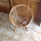 Vintage shell rattan armchair