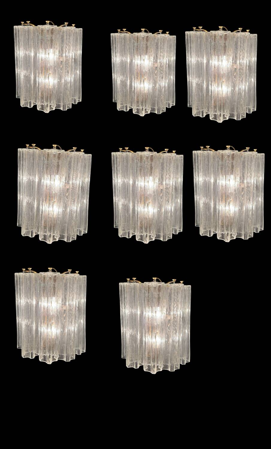 Murano Glass Tronchi Sconces Set of 8 1970’s