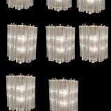 Murano Glass Tronchi Sconces Set of 8 1970’s