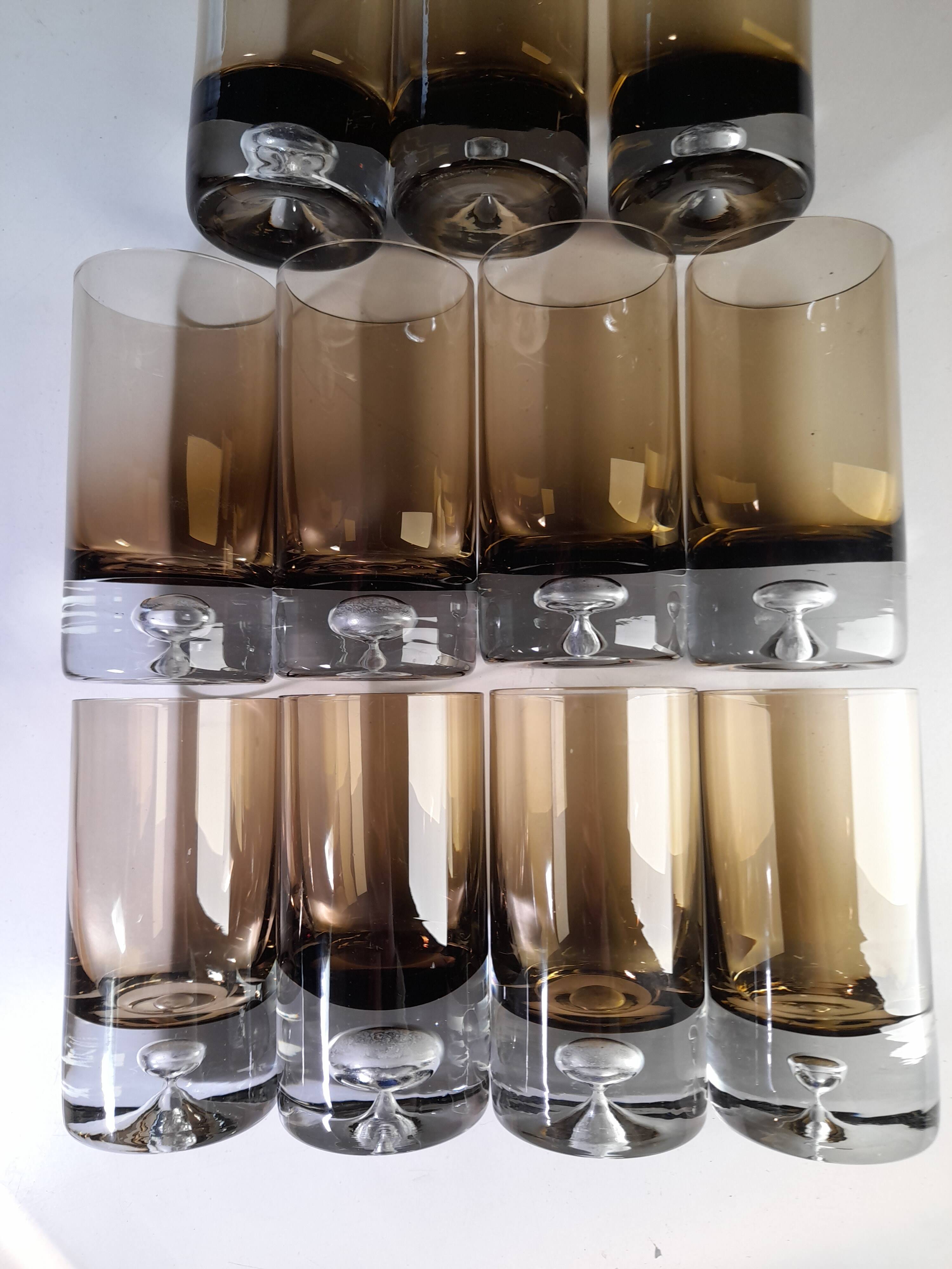 Set of 11 glasses, design by Roland Pösch Gral Glas, vintage 70s.