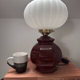 Vintage pleated opaline globe table lamp