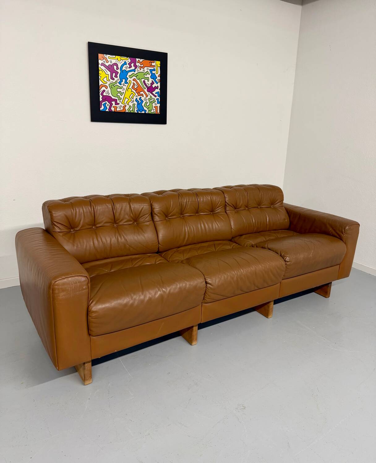 Vintage 1970s De Sede DS-40 camel leather 3-seater sofa