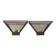 Matching Pair French Mid Century Copper & Glass Single Mirrored Wall Lights 5138