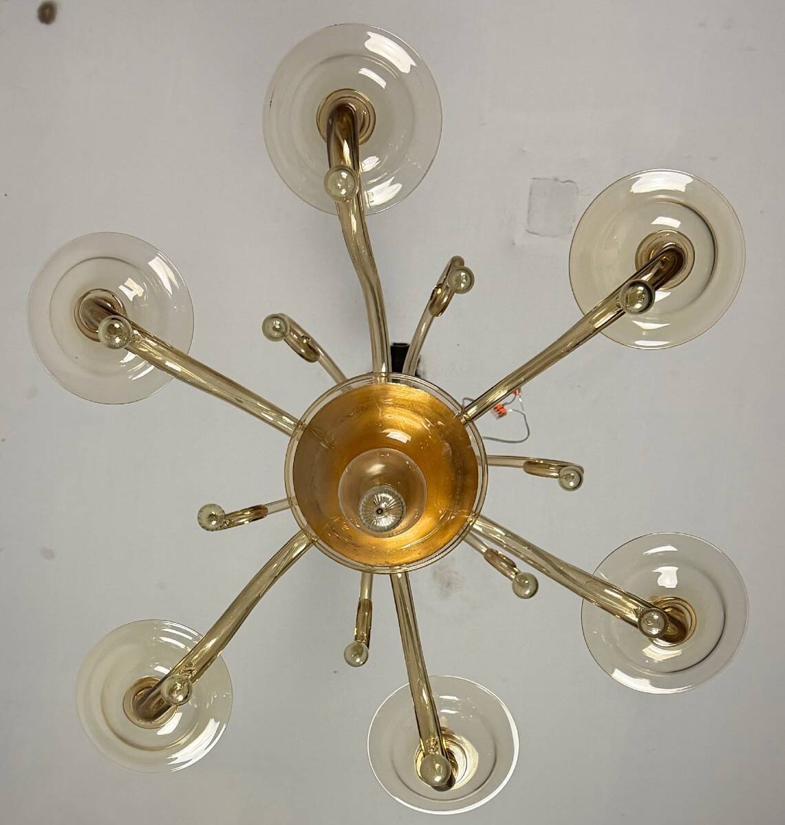 Lustre vénitien en verre de Murano mordoré, vers 1940