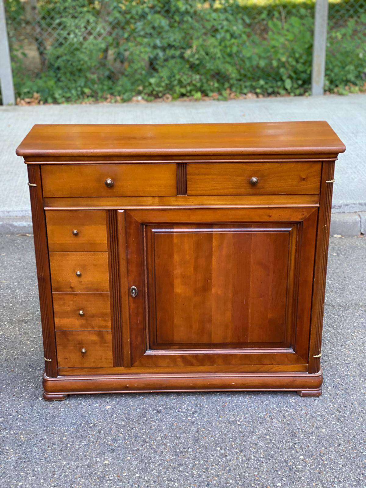 Solid wood shoe cabinet Louis Philippe Directoire 80s