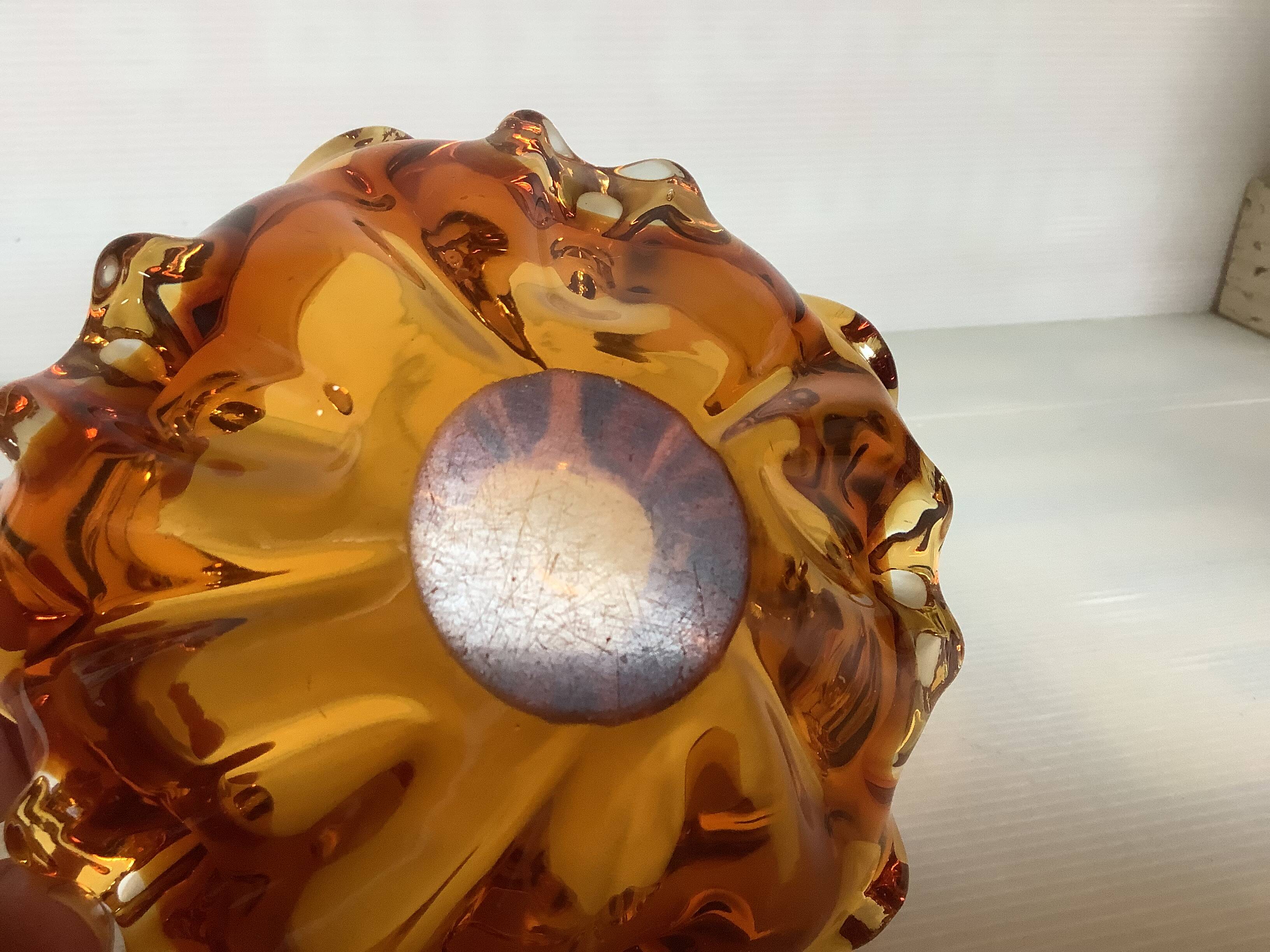 Yellow Murano style ashtray pocket tray